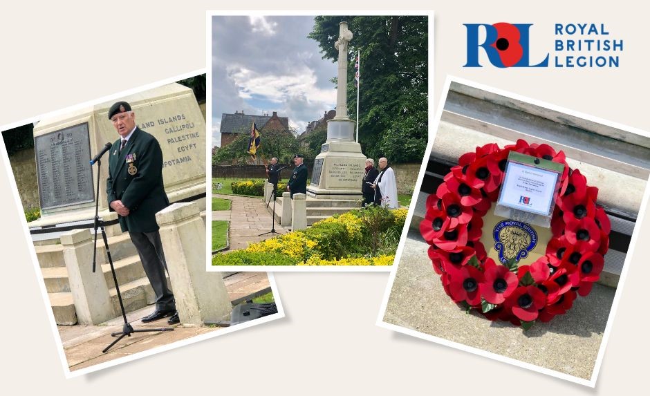 Photo collage of morning service at Thame War Memorial