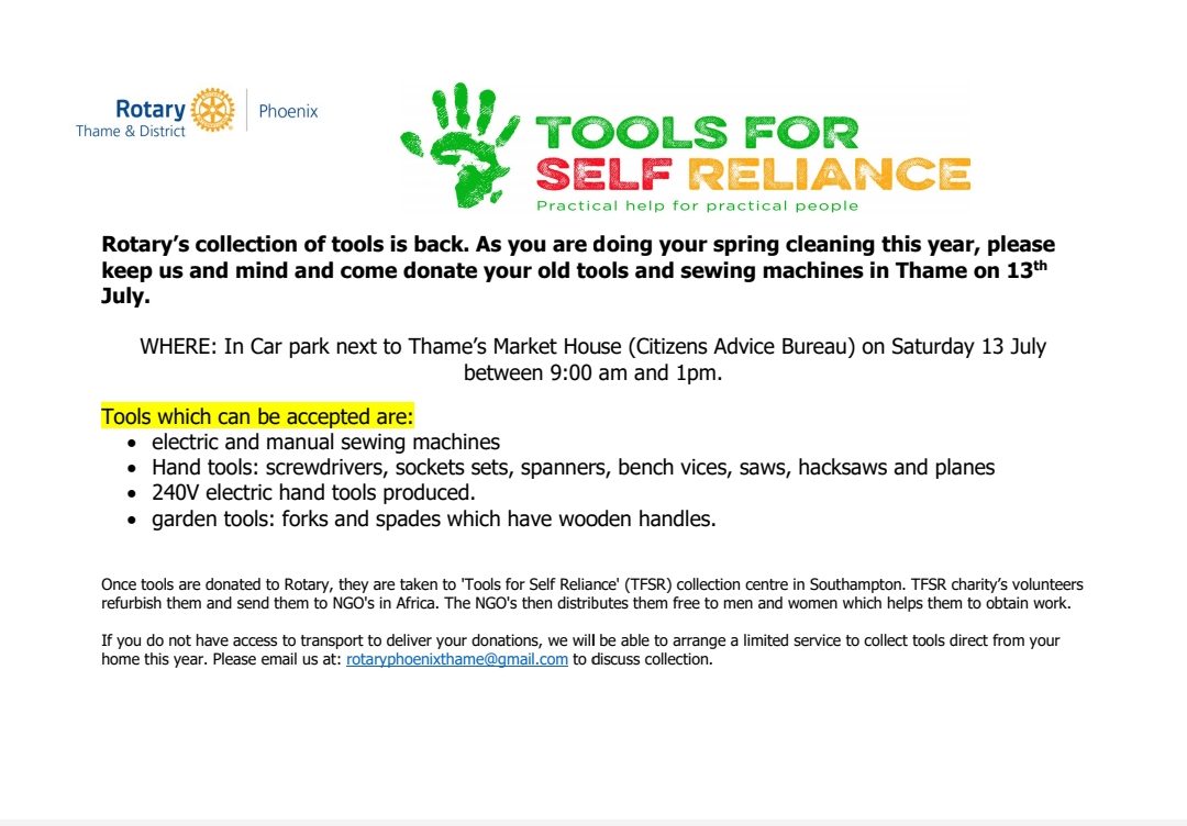 Rotary Event - Tools for Self Reliance, tool collection