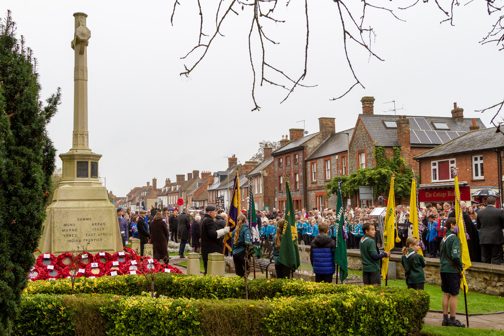 Remembrance day 2024 gathered at war memorial